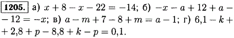 Упростите выражение x + 8 - x - 22; -х - а + 12 + а - 12; а-m + 7-8+..., Задача 12912, Математика