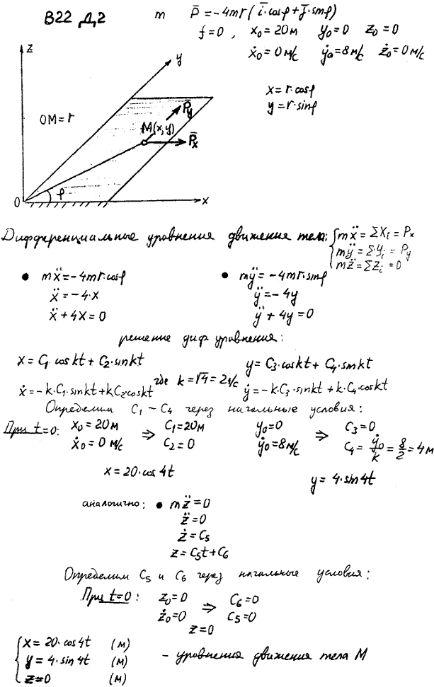 Яблонский задание Д2..., Задача 14633, Теоретическая механика
