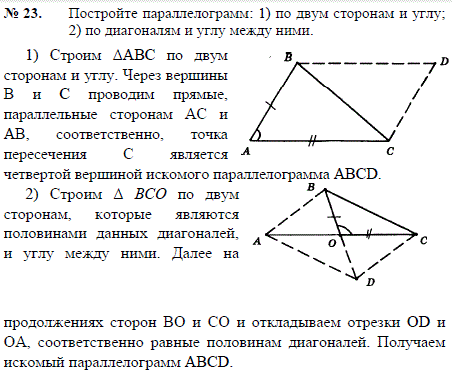 Постройте параллелограмм: по двум сторонам и углу; по д..., Задача 2305, Геометрия