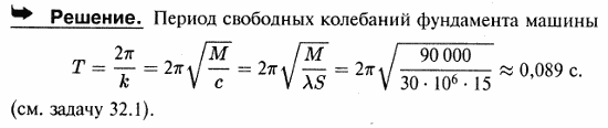 Определить период свободных колебаний фундамента машины, поставленного на упругий грунт, если масса фундамента с машиной ..., Задача 3557, Теоретическая механика