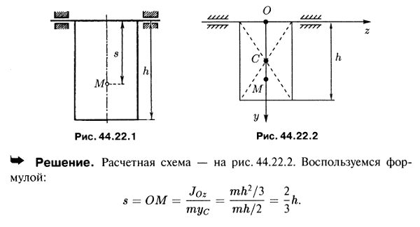 Определить положение центра удара прямоугольной мишени для с..., Задача 3968, Теоретическая механика