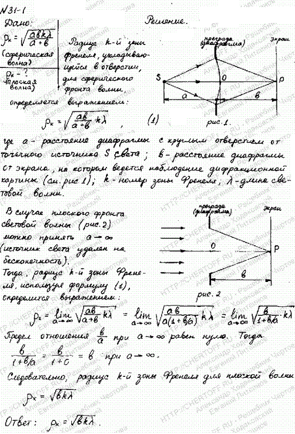 Зная формулу радиуса k-й зоны Френеля для сферической волны, вывести соотв..., Задача 5060, Физика