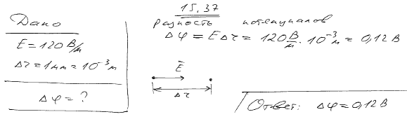 Напряженность однородного электрического поля равна 120 В/м. Определить разность потенциалов U между этой точкой и другой, ..., Задача 5713, Физика