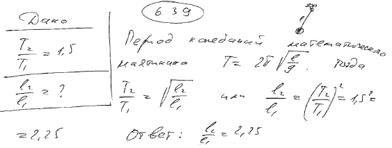 Найти отношение длин двух математических маятников, если отношение..., Задача 6268, Физика