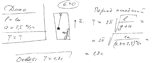 Математический маятник длиной 1 м установлен в лифте. Лифт поднимается с ускорением a=2,..., Задача 6269, Физика