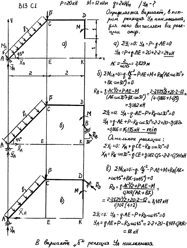 Яблонский задание C1..., Задача 14014, Теоретическая механика