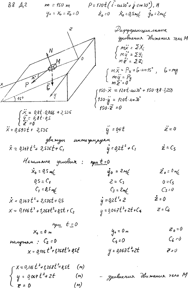 Яблонский задание Д2..., Задача 14619, Теоретическая механика
