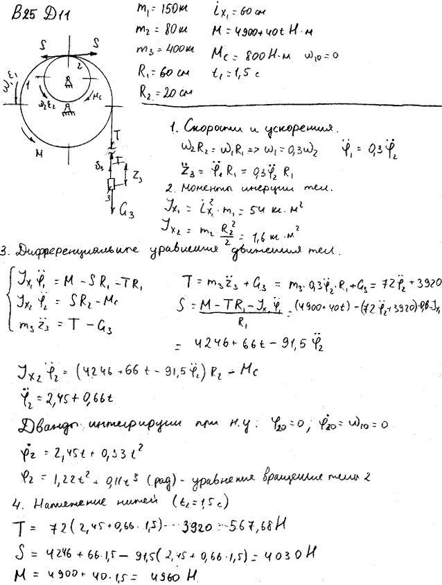 Яблонский задание Д11..., Задача 14924, Теоретическая механика