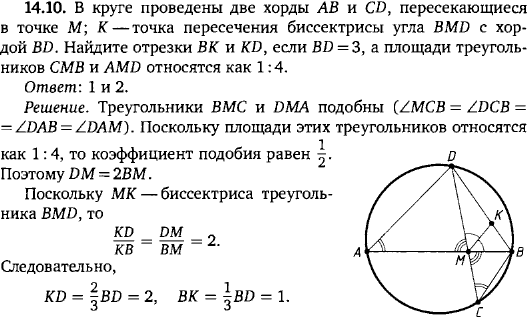 В круге проведены две хорды AB и CD, пересекающиеся в точке M; K - точка пересечения биссектрисы угла BM..., Задача 15852, Геометрия