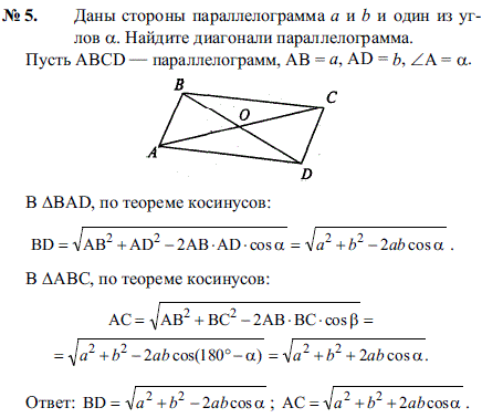 Даны стороны параллелограмма a и b и один из углов α. Найд..., Задача 2148, Геометрия