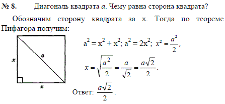 Диагональ квадрата a. Чему равна..., Задача 2364, Геометрия