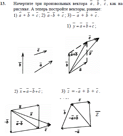 Начертите три произвольных вектора a, b , c, как на рисунке. А теперь постройте вект..., Задача 2542, Геометрия