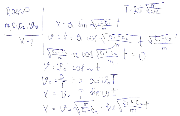 В условиях предыдущей задачи найти уравнение движения груза, если в положении равновес..., Задача 3578, Теоретическая механика