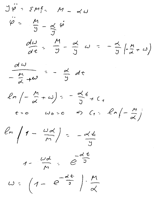Решить предыдущую задачу в предположении, что момент сил сопротивления M1 пропорционален у..., Задача 3754, Теоретическая механика