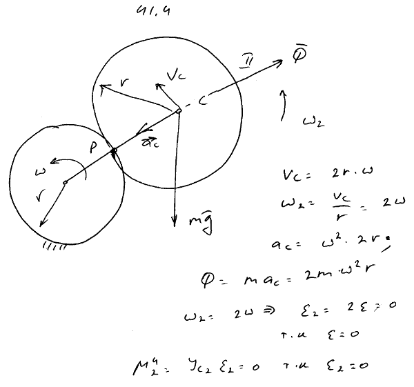 Определить главный вектор и главный момент сил инерции подвижного колеса 2 планетарного механизма относительно оси, проходящей через его це..., Задача 3896, Теоретическая механика