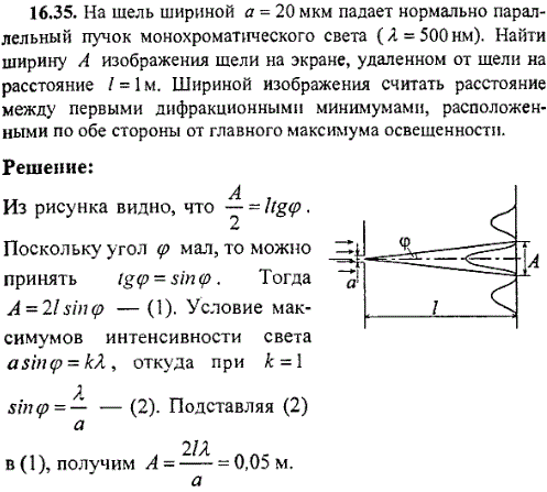 На щель шириной a = 20 мкм падает нормально параллельный пучок монохроматического света (λ=500 нм). Найти ши..., Задача 9568, Физика